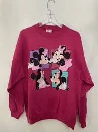 Vintage 90s Disney Minnie Mouse Crewneck Sweatshirt OS Pink Graphic Made In USA