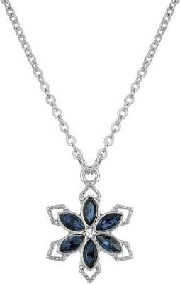 BeyondStyle Women's Crystal Sapphire Flower Necklace