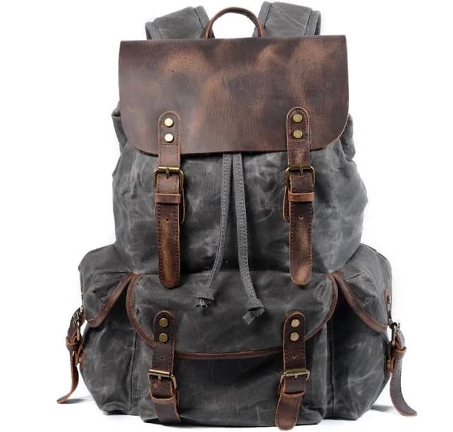 Retro Canvas Buckle Flap Large Backpack Outdoor Waterproof Bag