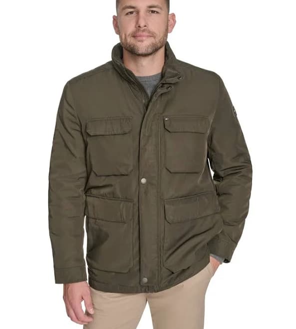 Tommy Hilfiger Men's Four Pocket Military-Inspired Field Jacket