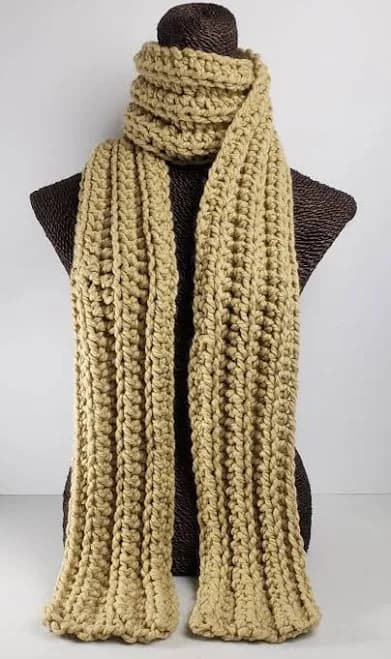 Chunky Wool Blend Crochet Scarf