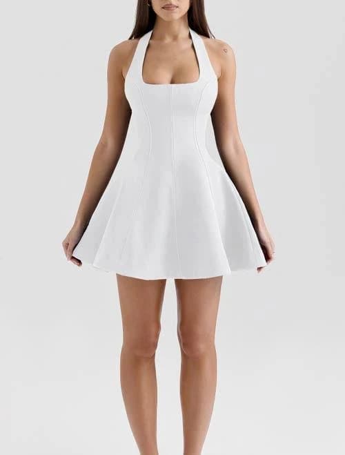 Loulette Halter Neck Bow Mini Dress