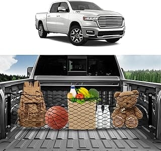 Karltys Truck Bed Cargo Net for Dodge Ram 1500 2019-2024 2025 2026, Envelope Style Pickup Truck Bed Tailgate Net for Ram 1500 Accessories, Heavy Duty Nylon Mesh Storage Netting Organizer with Hooks