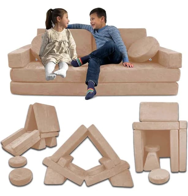 Mod Blox 10 Piece Large Modular Foam Play Couch for Kids