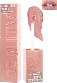 Matte Liquid Lipstick for Women, 1Pcs Highly Pigmented Color Lip Stain Tint, Super Velvet Matte Lip Gloss, Up to 16H Wear, Long Lasting Waterproof Smudge-proof, Non-Stick Cup Lip Makeup-01# Nude Pink
