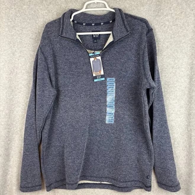 Gap Mens 1/4 Zip Pullover Sweater Long Sleeve Size Large Blue Classic