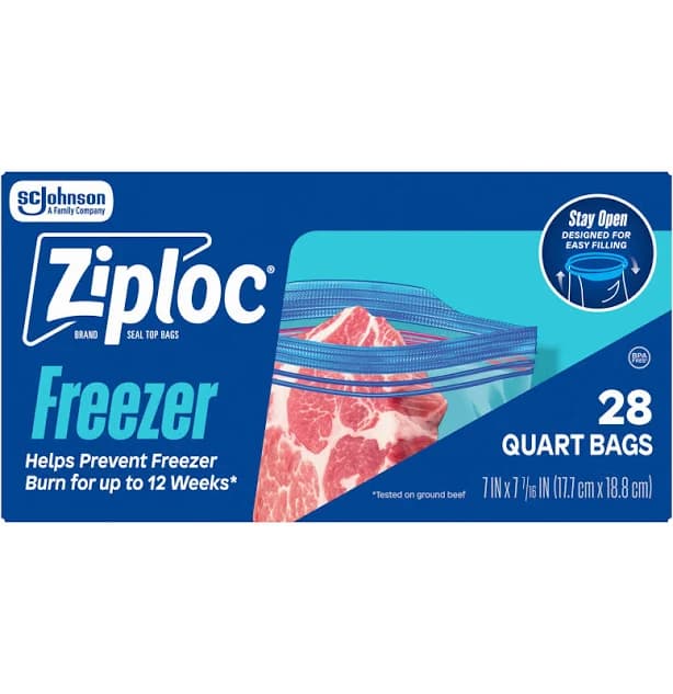 Ziploc Brand Quart Freezer Storage Bags