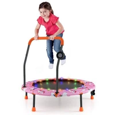 Costway Mini Trampoline with LED Lights and Safety Handle