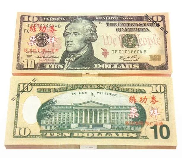US Dollar Banknotes Paper Play Money Movie Props $10 USD