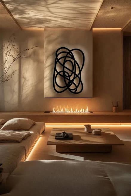 Vertical Abstract Line Metal Wall Art, Minimal Loop Sculpture, Black Steel Modern Decor, Geometric Contour Panel