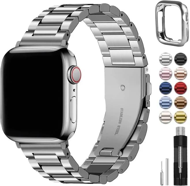 Fullmosa Compatible with Apple Watch Straps 42mm Stainless Steel Replacement iWatch Bands SE/Series