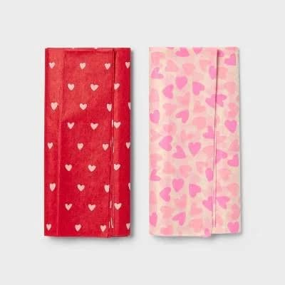 Spritz 8ct Valentine's Day Wrap Tissue Paper Hearts Dot Red Gift Bag