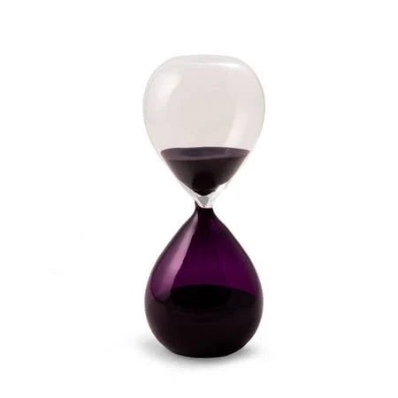 60 Minute Purple and Clear Glass Sand Timer with Purple Sand