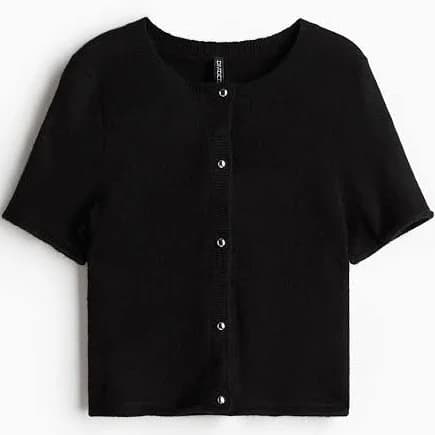 H&M Ladies Fine-knit Short-Sleeved Cardigan