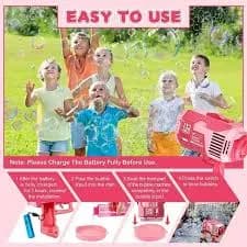 BUBBLE GUN MACHİNE FOR KİDS-132 Holes 5000+Bubble Machine Automatic-PURPLE