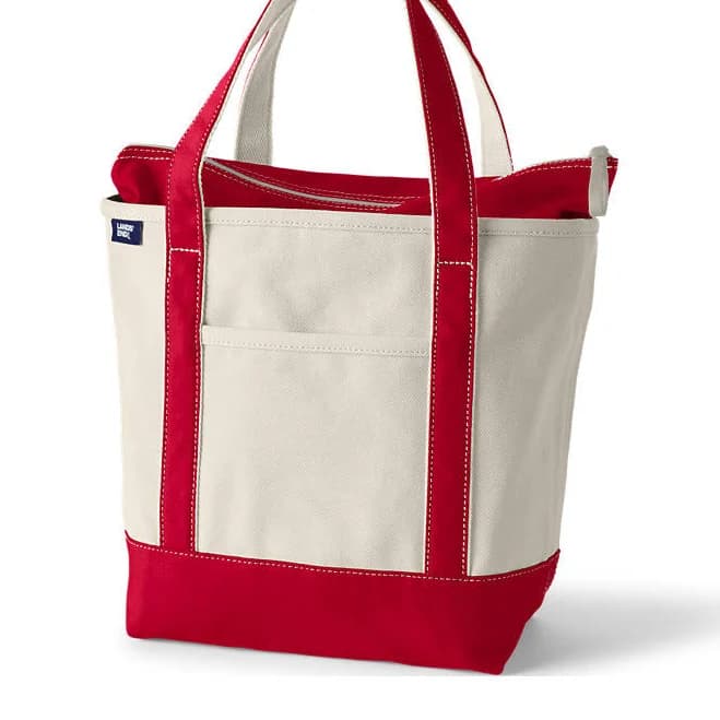 Lands' End Medium 5 Pocket Zip Top Canvas Tote Bag