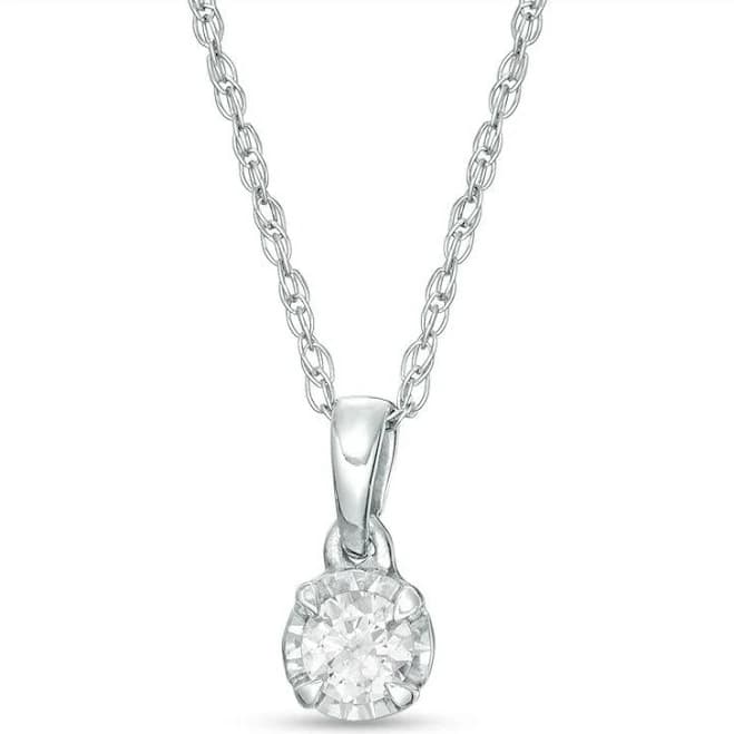 Zales 1/10 ct. Diamond Miracle Solitaire Pendant in Sterling Silver