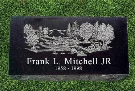 Personalized Granite Grave Marker - Woodlands - Deluxe (24" x 12" x 4")