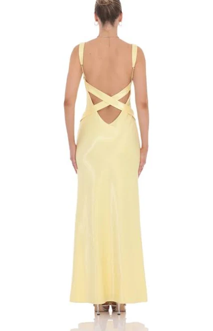 Satin Open Back Maxi Dress