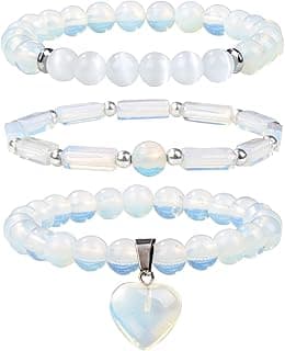 Healing Crystal Beaded Bracelets for Women,Natural Amethyst Gemstones Bracelet,Anxiety Stress Relief Heart Charm Bracelet Handmade purple Jewelry Gifts for Women