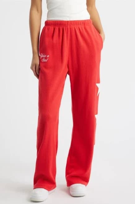 THE MAYFAIR GROUP Women's Waffle Knit You Are A Star Sweatpants
