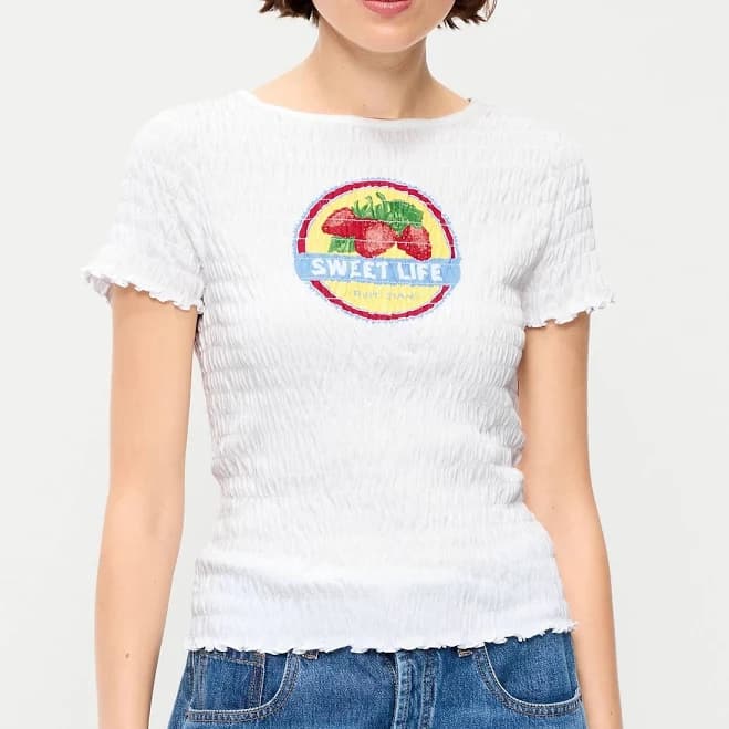 old navy Women's Slit-Neck Smocked Top