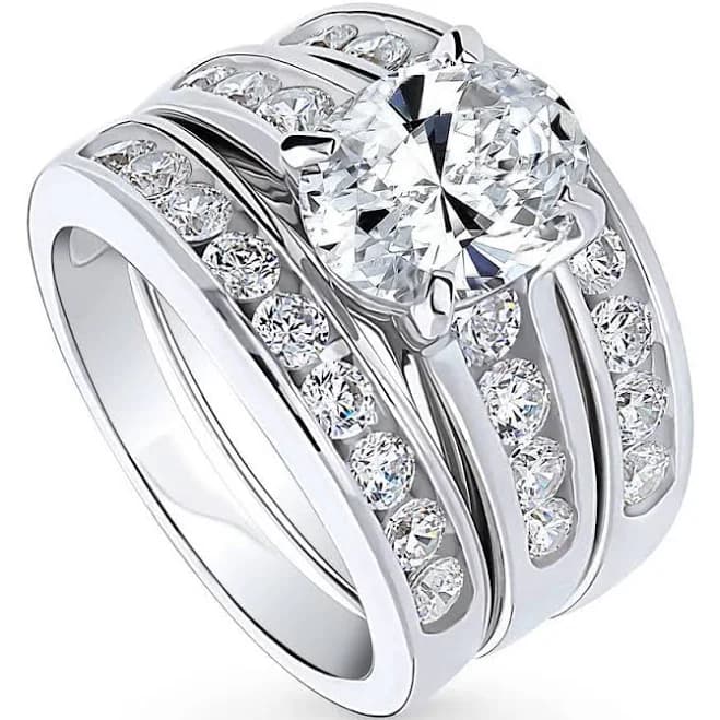 BERRICLE Women's Sterling Silver 2.5 CT Oval Cut Cubic Zirconia Solitaire