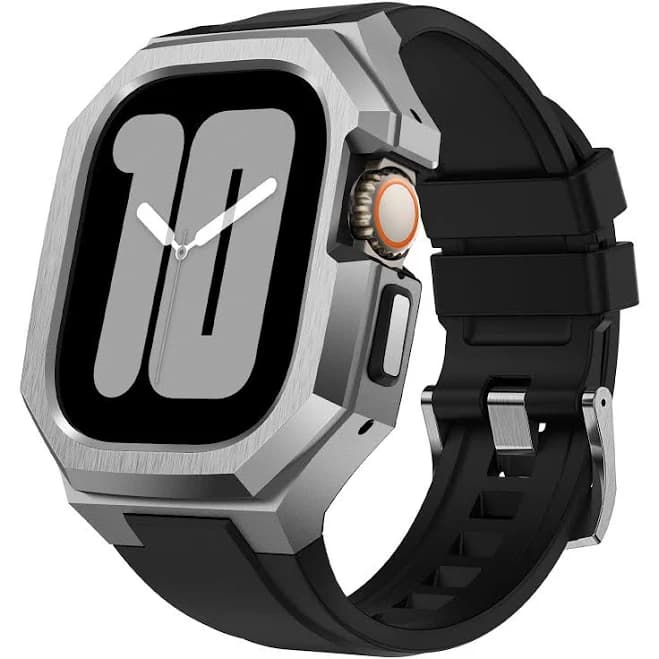 Men's Rugged Metal Band Compatible with Apple Watch Band 44mm 45mm