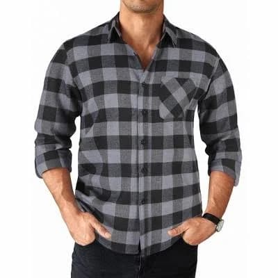 COOFANDY Men's Long Sleeve Plaid Flannel Shirt