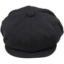 Men's 8 Panel Razor Summer Black Baker Boy Hat Cotton Blinders Newsboy Flat Cap Shelby - S/M