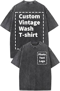 Vintage Acid Wash T Shirts for Men Women, Custom T Shirts Design Your Own, Personalized T Shirts Front and Back