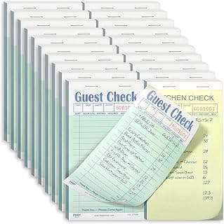FMP Brands Double Part Guest Check for Servers, Server Note Pads 1000 Sheets (20 Pads), Server Books for Waitress with Carbon Copies, Guest Check 2 Part Carbonless, Receipt Book with Carbon Copies