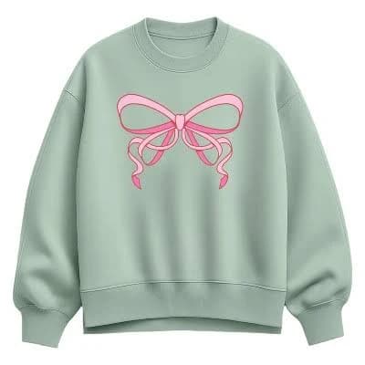 Simple Bow Oversized Fleece Sweatshirt