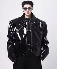 Patent Leather Jacket Mens