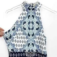 L'AGENCE | Dresses | Lagence Blue White Paisley Halter A Line Dress | Poshmark