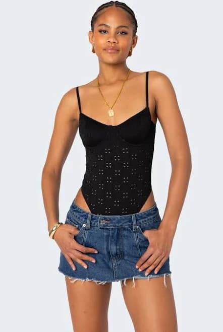 Edikted Women's Raven Cupped Eyelet Bodysuit