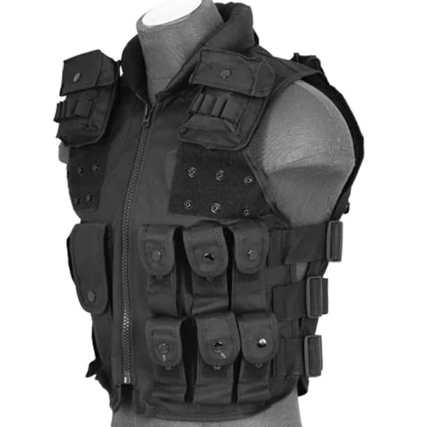Well Police Swat Style Nylon Tactical Airsoft Vest Replica W/ Patches