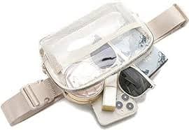 Amazon.com | Stadium Approved Belt Bag Fanny Pack - Clear Crossbody Waist Bag for Women Men, Adjustable Strap, Beige | Waist Packs