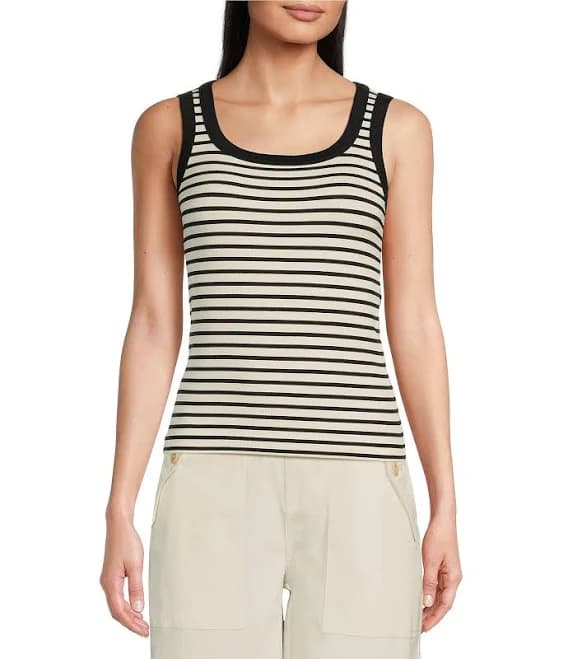 Gibson Latimer Striped Ribbed Knit Tank Top
