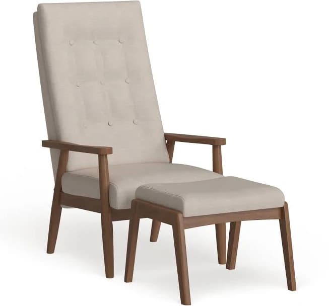 Carson Carrington Forssa Mid-Century Upholstered Lounge Chair and Ottoman Set