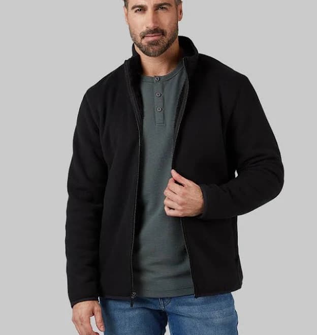 32 Degrees Men's Sherpa Lined Fleece Full Zip Jacket Sweater