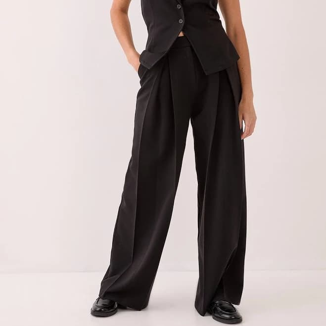 Nasty Gal Women's Wide Leg Double Pleated Pants