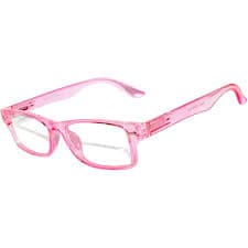 Retro Narrow Rectangular Glasses - Pink / Clear Lens - Walmart.com