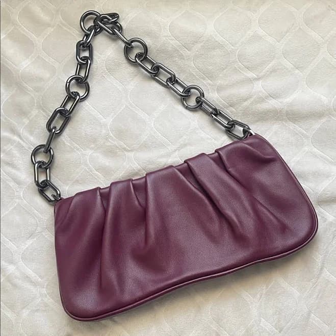 A New Day Bags | A New Day Burgundy Shoulder Bag With Chain Strap | Color: Purple/Silver | Size: Os | Ywyw3596's Closet