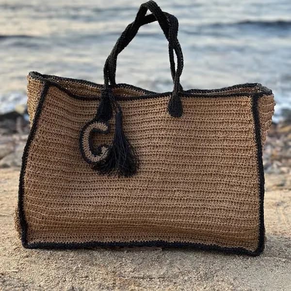 Personalized Raffia Beach Bag
