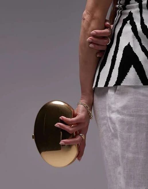 MANGO Women's Metallic Clutch Handbag
