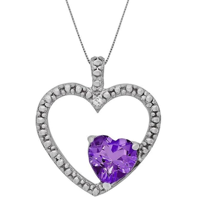 925 Sterling Silver Amethyst Heart Pendant