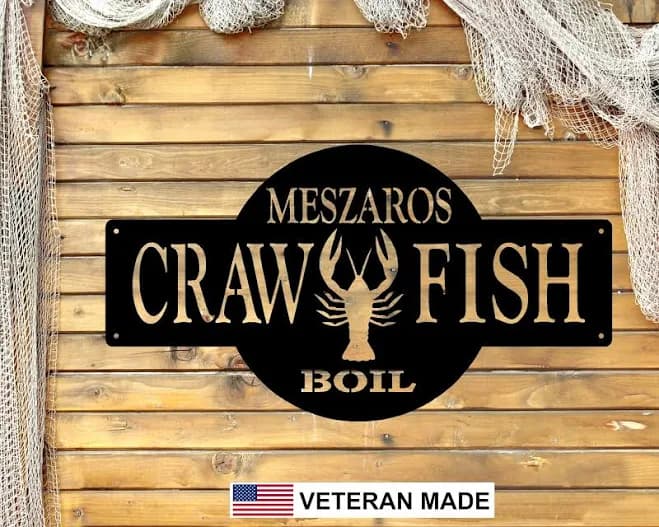 Madison Iron And Wood Crawfish Boil Personalized Metal Sign