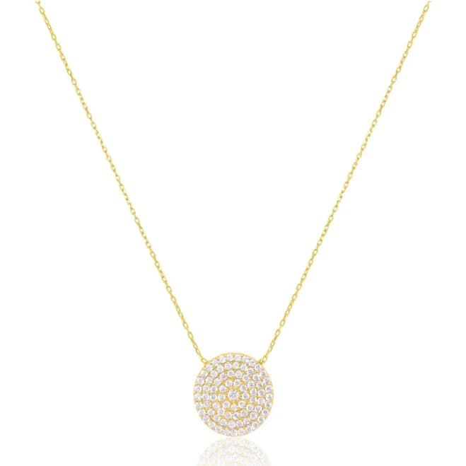 Lauren Klein Women's Yellow Gold CZ Circle Necklace