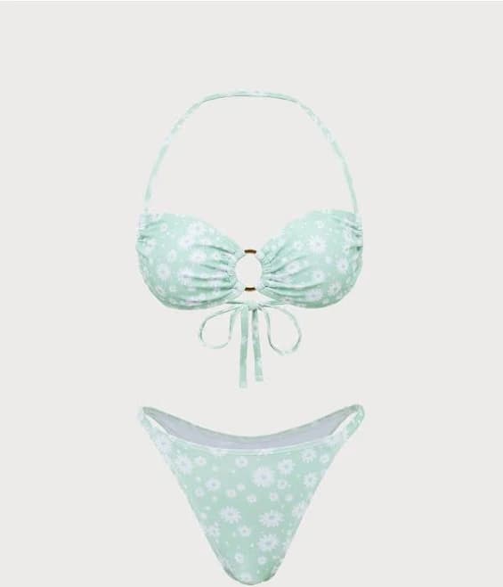 Samiol Ring Hollow Print Bikini Set